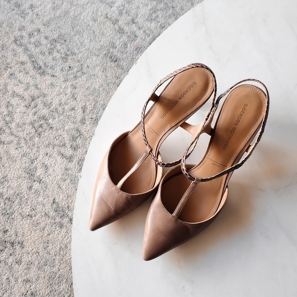 Sigerson Morrison T Strap Pointed Toe Pumps - Picture 5 of 5